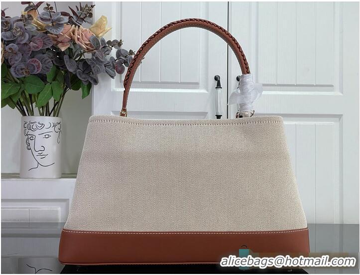 Hot Style Louis Vuitton Capucines Weekender Tan Canvas and cowhide leather M27065