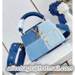 Inexpensive Discount Louis Vuitton Capucines Mini Blue Denim M27066