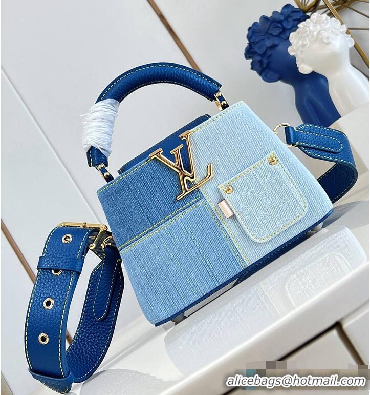 Inexpensive Discount Louis Vuitton Capucines Mini Blue Denim M27066