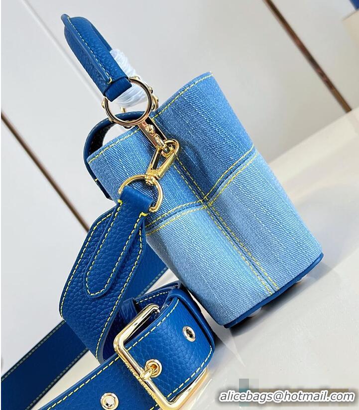 Inexpensive Discount Louis Vuitton Capucines Mini Blue Denim M27066