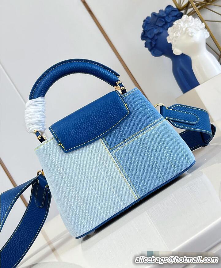 Inexpensive Discount Louis Vuitton Capucines Mini Blue Denim M27066