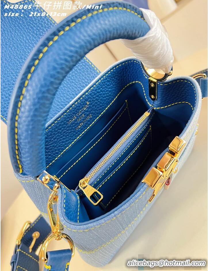 Inexpensive Discount Louis Vuitton Capucines Mini Blue Denim M27066