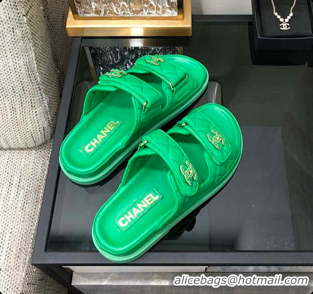 Cheap Price Chanel Slipper Green 01 6080415
