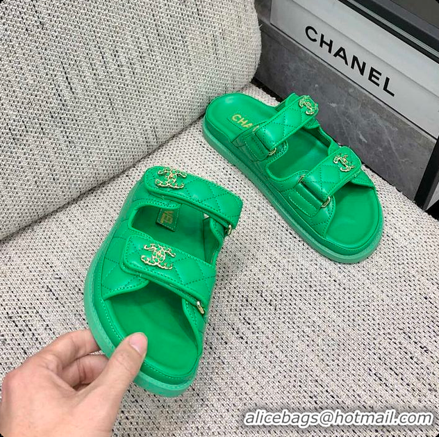 Cheap Price Chanel Slipper Green 01 6080415
