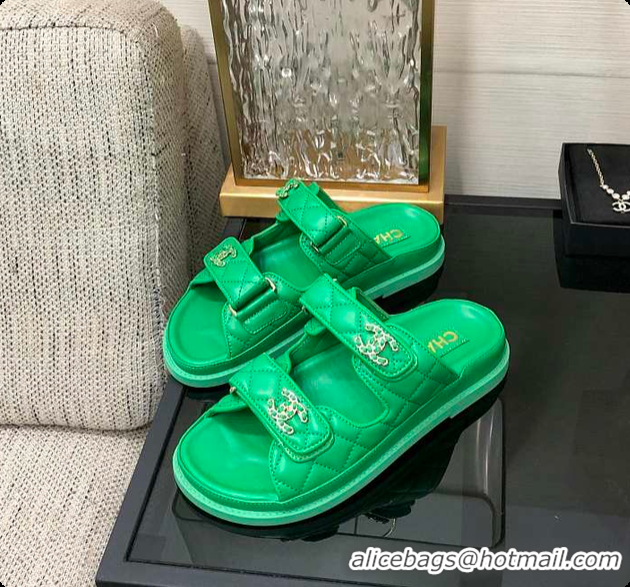 Cheap Price Chanel Slipper Green 01 6080415