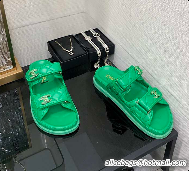 Cheap Price Chanel Slipper Green 01 6080415