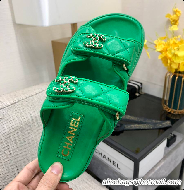 Cheap Price Chanel Slipper Green 01 6080415