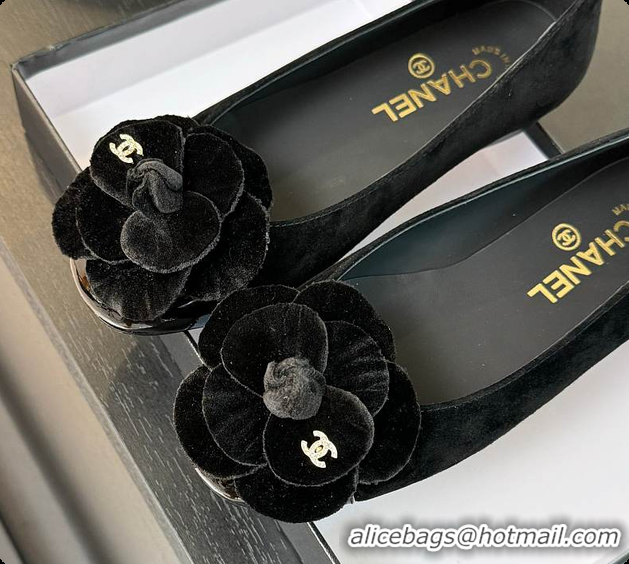 Most Popular Chanel Flower Shoes Black 6080418