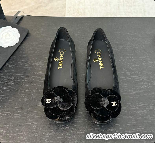 Most Popular Chanel Flower Shoes Black 6080418