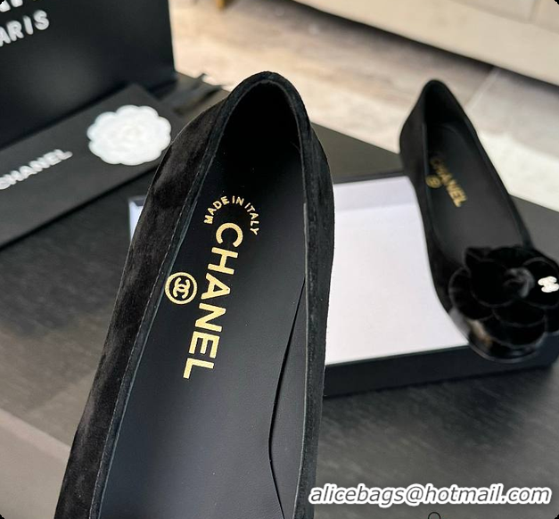 Most Popular Chanel Flower Shoes Black 6080418