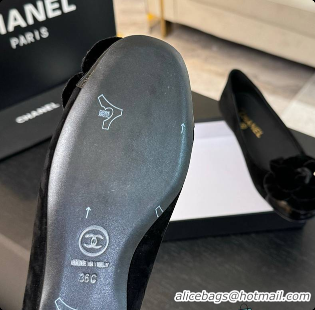 Most Popular Chanel Flower Shoes Black 6080418