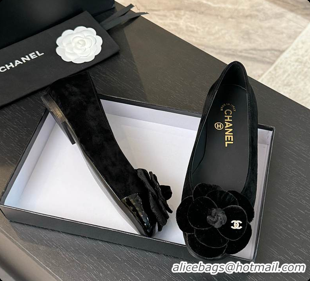 Most Popular Chanel Flower Shoes Black 6080418