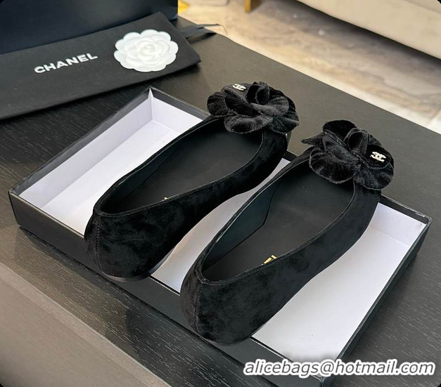 Most Popular Chanel Flower Shoes Black 6080418