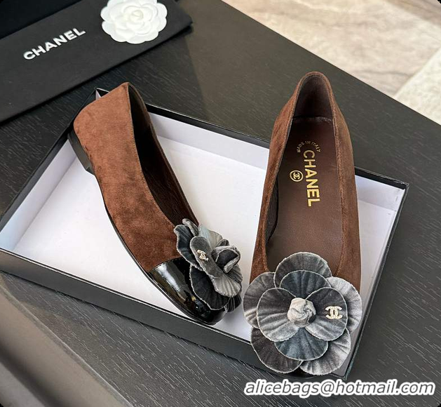 Duplicate Chanel Flower Shoes Brown And Grey 6080419