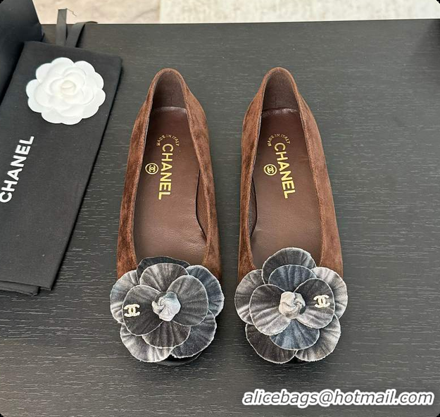 Duplicate Chanel Flower Shoes Brown And Grey 6080419