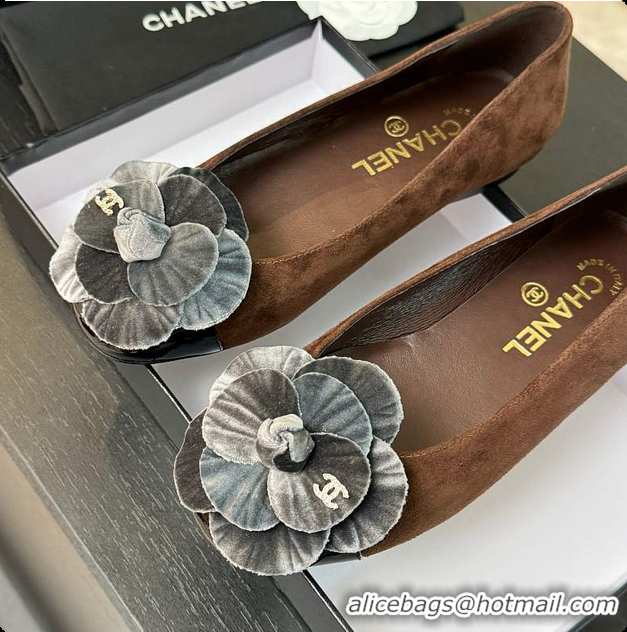 Duplicate Chanel Flower Shoes Brown And Grey 6080419