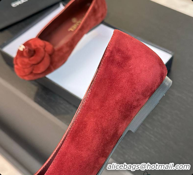 Shop Cheap Chanel Flower Shoes Rouge 6080419