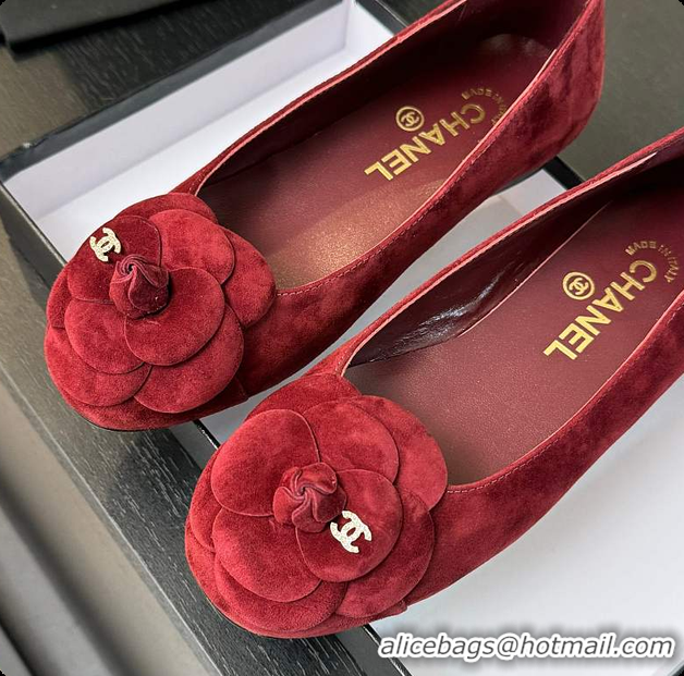 Shop Cheap Chanel Flower Shoes Rouge 6080419