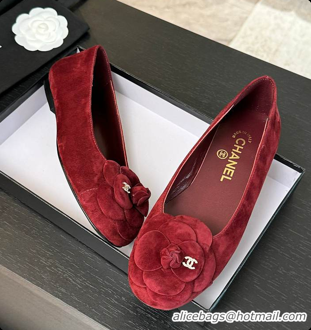 Shop Cheap Chanel Flower Shoes Rouge 6080419