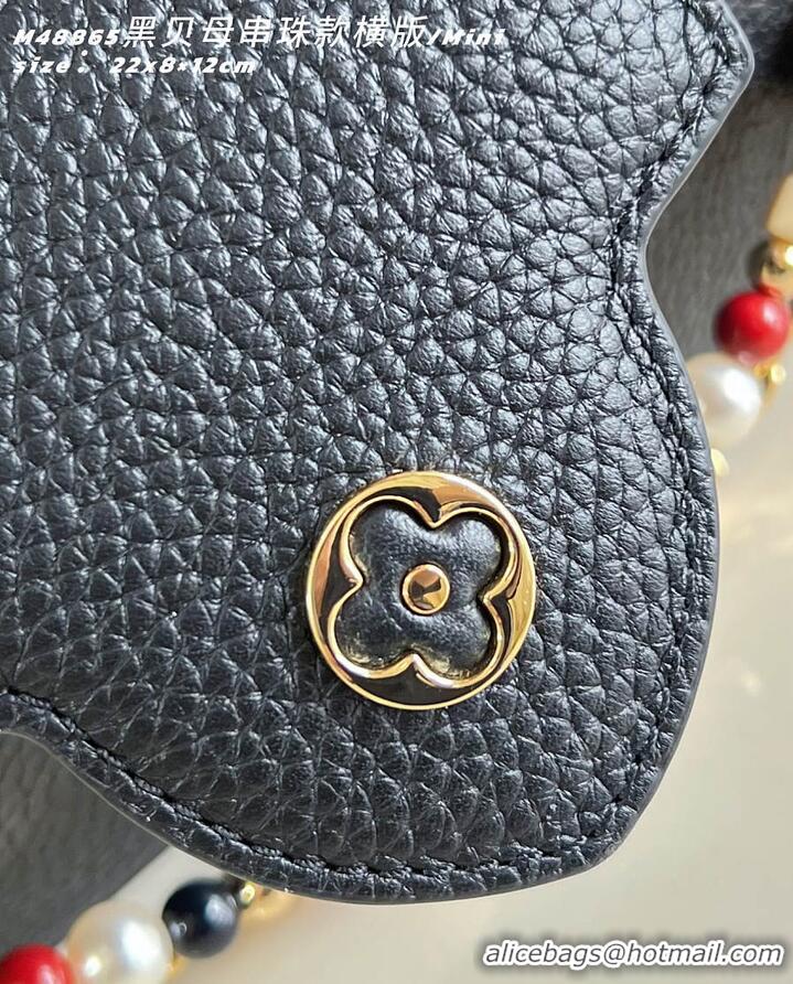 Luxury Cheap Louis Vuitton Capucines East West Mini Black Taurillon leather M25475