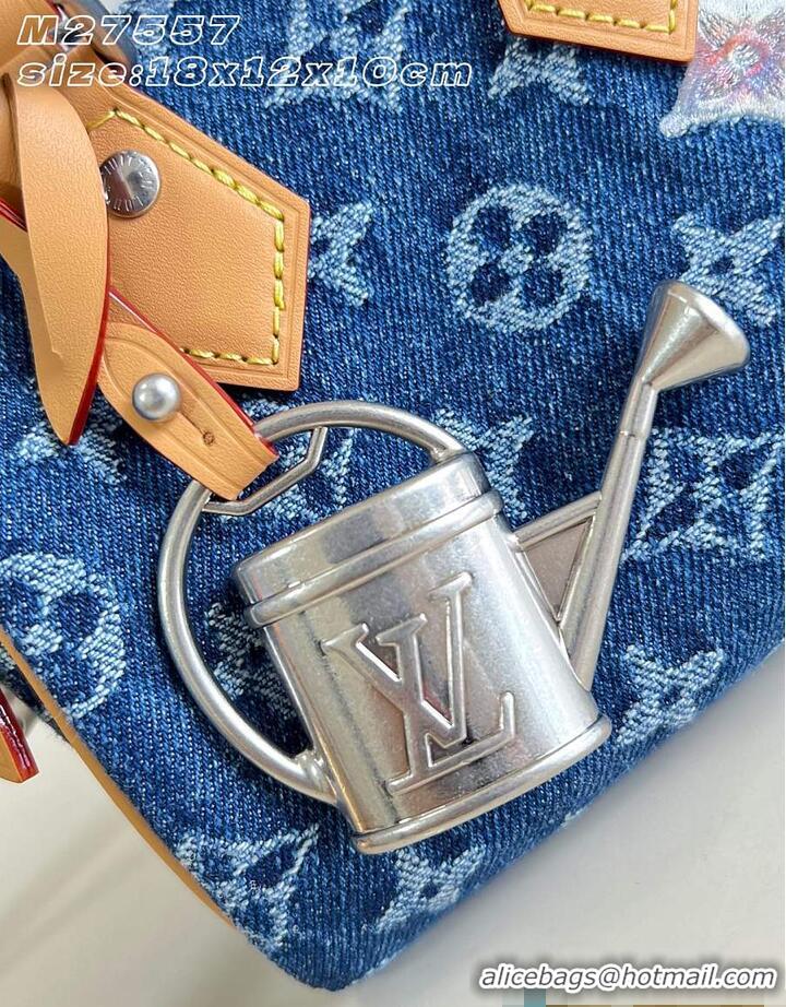 Pretty Style Louis Vuitton Speedy 18 Bandoulière Blue Monogram Flowers Denim M27557