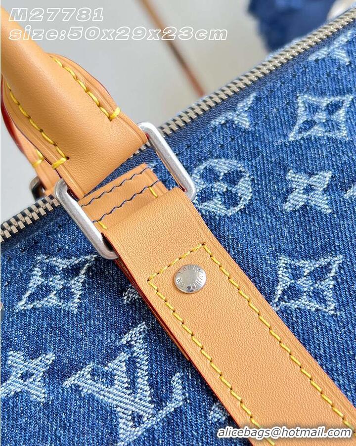 Best Quality Louis Vuitton Keepall 50 Blue Monogram Denim Flowers M27781