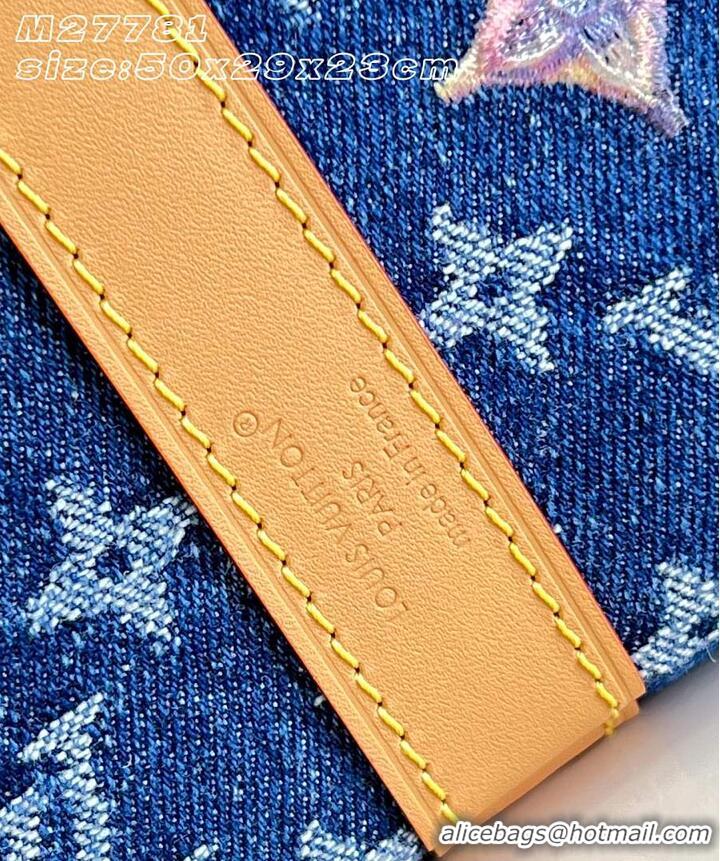 Best Quality Louis Vuitton Keepall 50 Blue Monogram Denim Flowers M27781