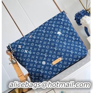 High Quality Louis Vuitton Vagabond Hobo Blue Monogram Flowers Denim M27555