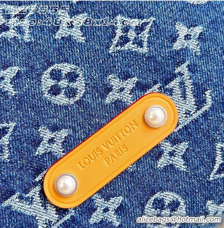 High Quality Louis Vuitton Vagabond Hobo Blue Monogram Flowers Denim M27555