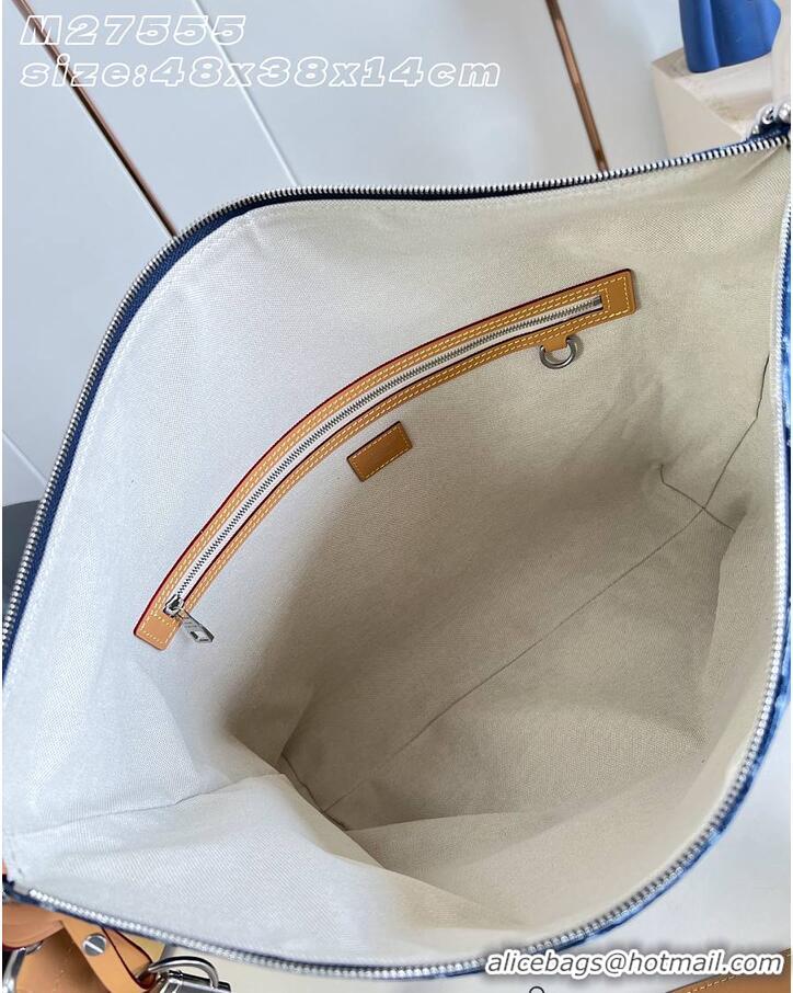 High Quality Louis Vuitton Vagabond Hobo Blue Monogram Flowers Denim M27555