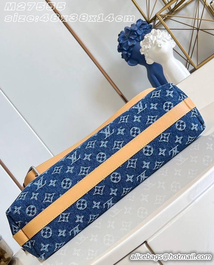 High Quality Louis Vuitton Vagabond Hobo Blue Monogram Flowers Denim M27555