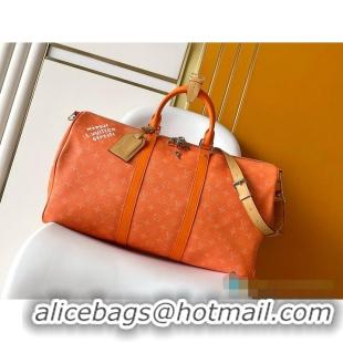Best Grade Louis Vuitton Keepall Bandoulière 50 Caramel Monogram Heritage coated canvas M27558