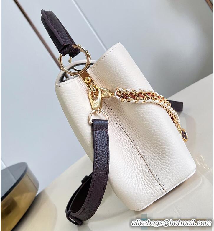 Famous Brand Louis Vuitton Flight Mode Capucines BB Cream/Burnt Mahogany Taurillon leather M29439