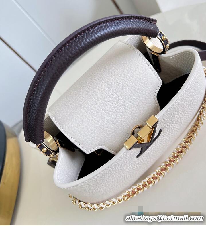 Famous Brand Louis Vuitton Flight Mode Capucines BB Cream/Burnt Mahogany Taurillon leather M29439