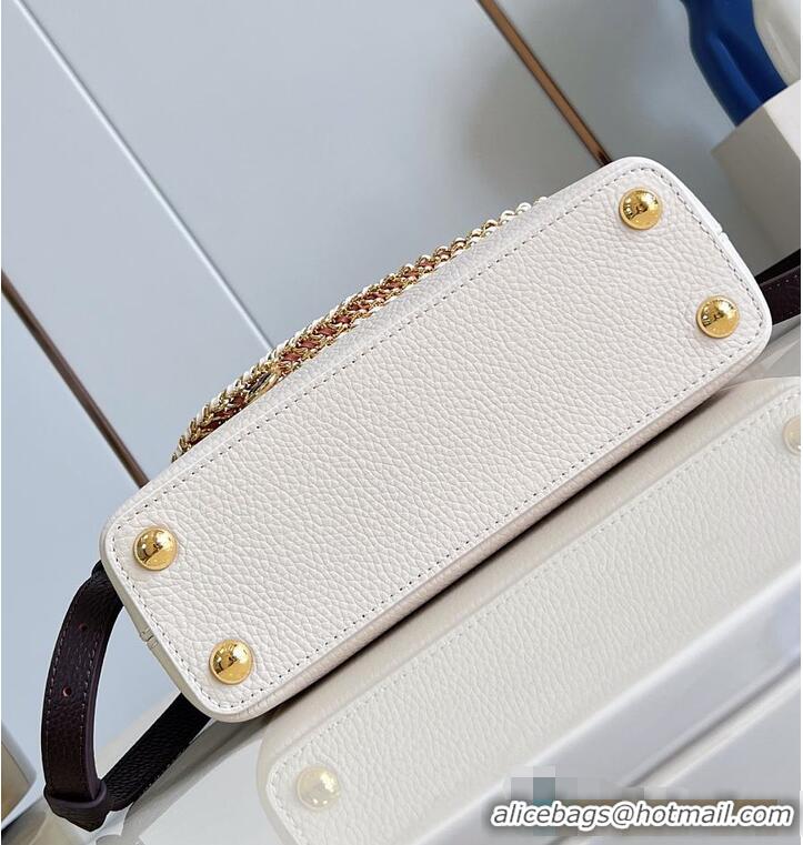 Famous Brand Louis Vuitton Flight Mode Capucines BB Cream/Burnt Mahogany Taurillon leather M29439