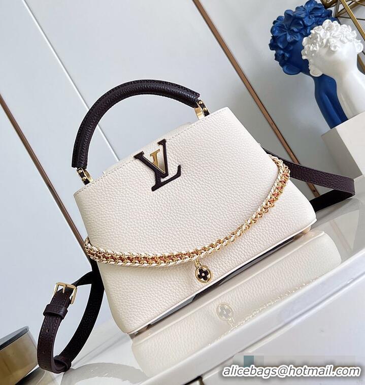 Famous Brand Louis Vuitton Flight Mode Capucines BB Cream/Burnt Mahogany Taurillon leather M29439