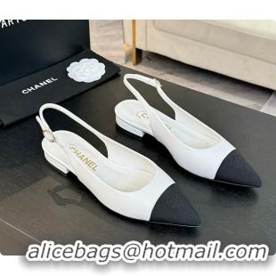 Low Cost Chanel Slingback White 6080604