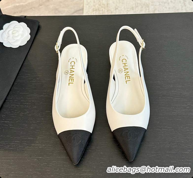 Low Cost Chanel Slingback White 6080604