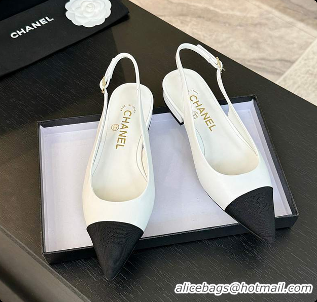Low Cost Chanel Slingback White 6080604
