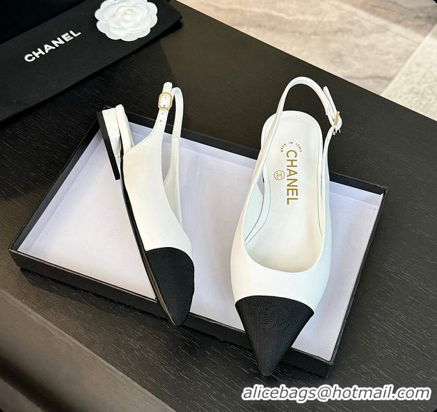 Low Cost Chanel Slingback White 6080604