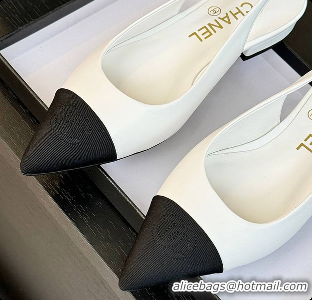 Low Cost Chanel Slingback White 6080604
