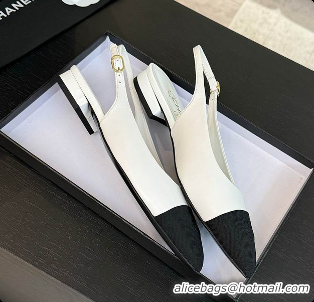Low Cost Chanel Slingback White 6080604