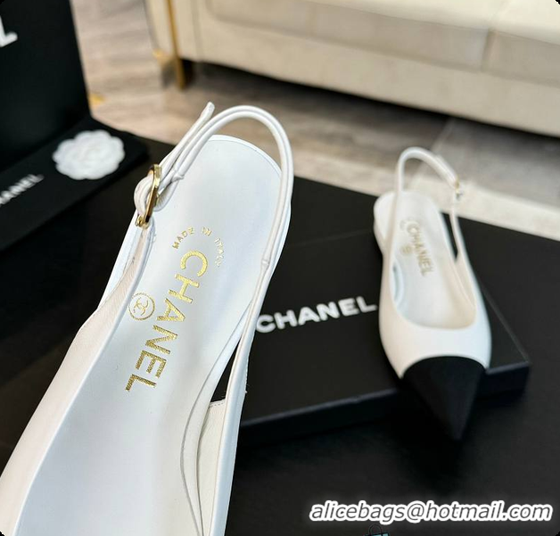 Low Cost Chanel Slingback White 6080604
