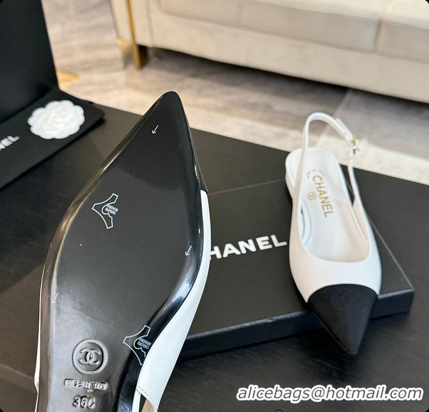 Low Cost Chanel Slingback White 6080604