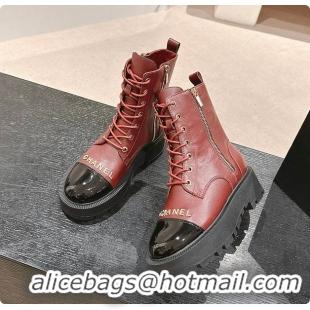 Duplicate Chanel Zip Boots Rouge 6080611