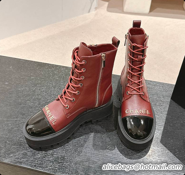 Duplicate Chanel Zip Boots Rouge 6080611