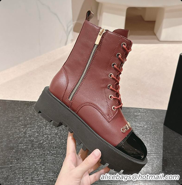 Duplicate Chanel Zip Boots Rouge 6080611