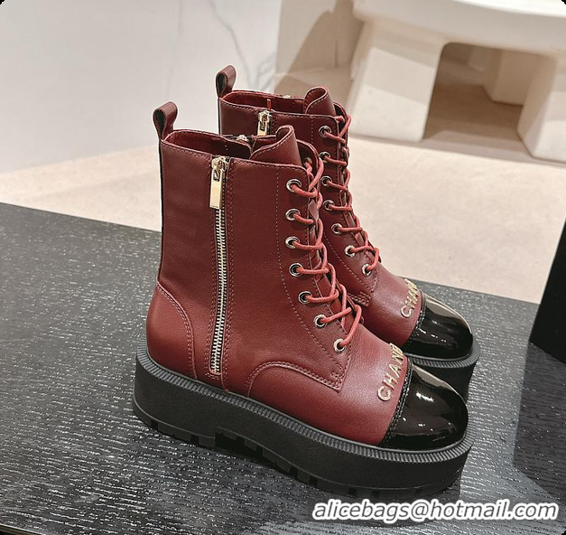 Duplicate Chanel Zip Boots Rouge 6080611