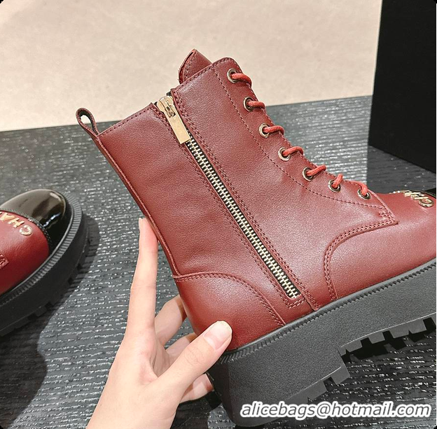 Duplicate Chanel Zip Boots Rouge 6080611