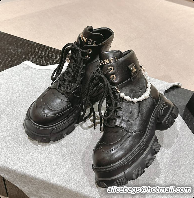 Best Grade Chanel Ankle Boots Black 6080612